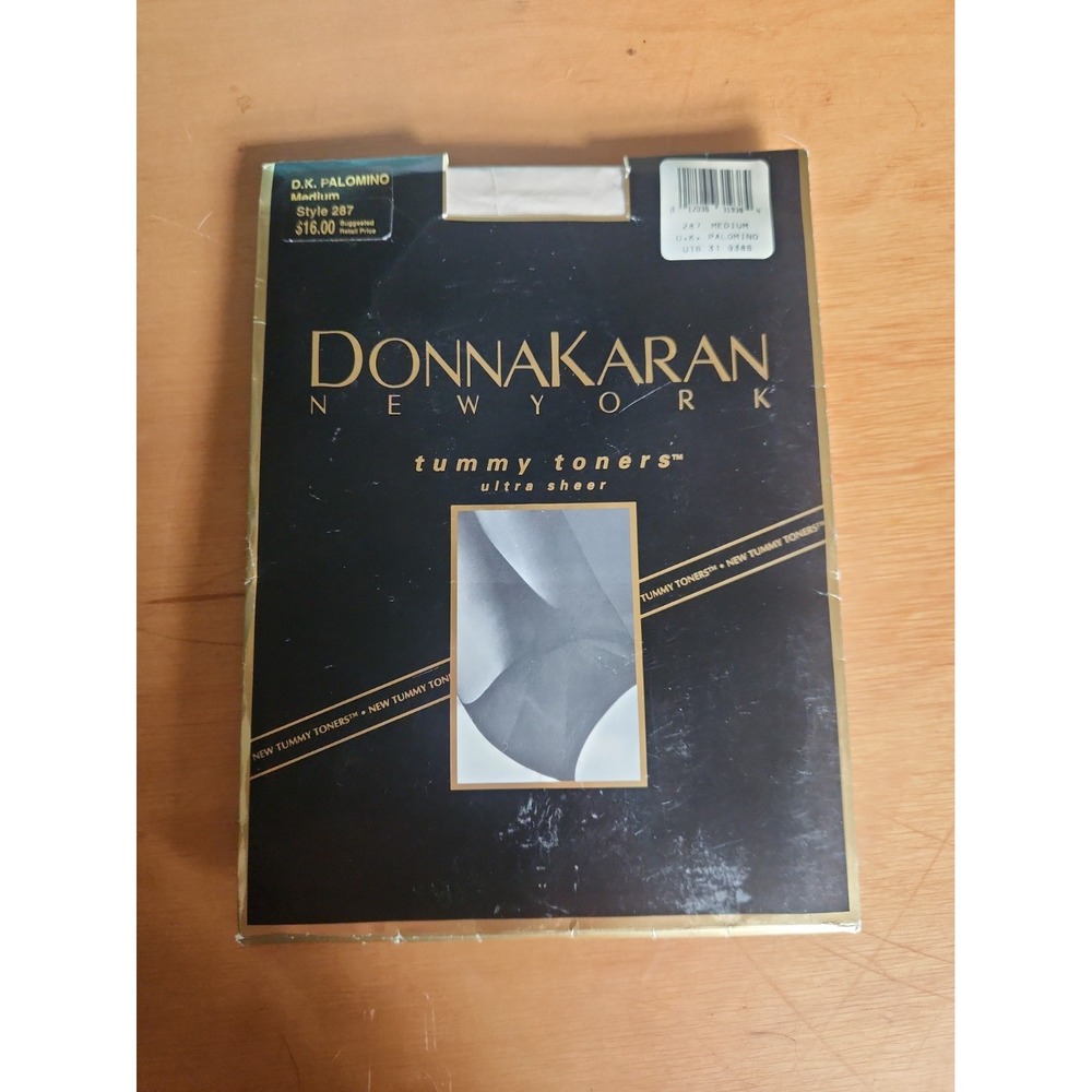 Vintage 1993 Donna Karan Tummy Toners Pantyhose Medium Palomino Style 287 USA
